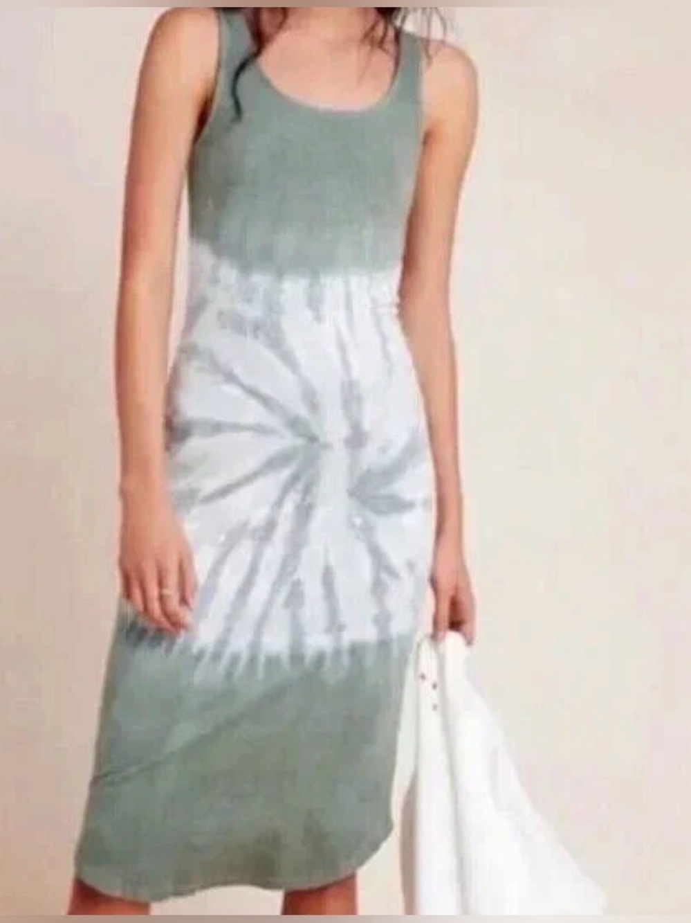 Anthropologie Saturday Sunday Tie Dye Tank Midi Dress XS Sage Green Lounge